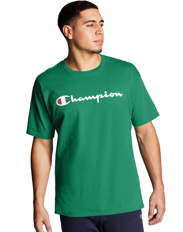 Champion Classic Jersey Script Logo - Miesten Vihreä T-Paita - Suomi 3987641-JU